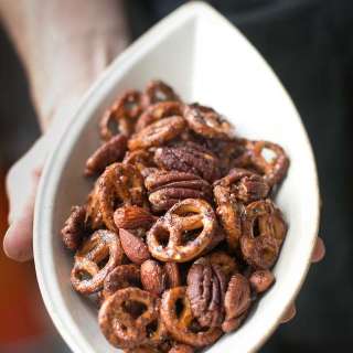 Spiced Glazed Nuts and Pretzel Mix
