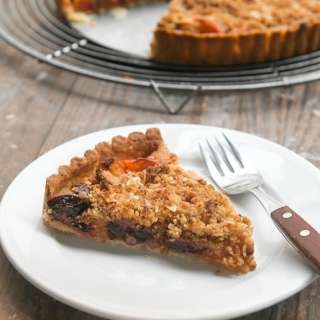 Apricot and Cherry Tart with Marzipan Topping