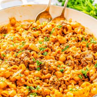 One Pot Cheesy Beef and Shells