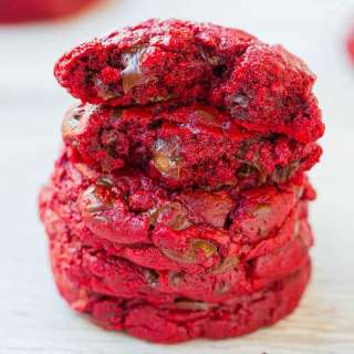 Chocolate Chip Red Velvet Cake Mix Cookies