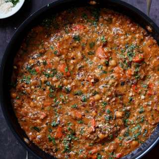 Lentil Chickpea Stew with sun-dried tomato and italian herbs