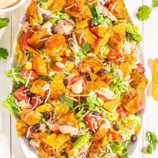 Loaded Chicken Taco Salad with Creamy Lime-Cilantro Dressing