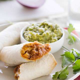 Baked Mexican Egg Rolls with Enchilada Guacamole