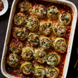 Zucchini Rolls with herbed sun-dried tomato tofu ricotta