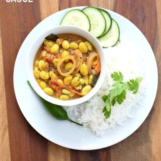 Edamame in Tangy South Indian Curry - Edamame Kara Kuzambu