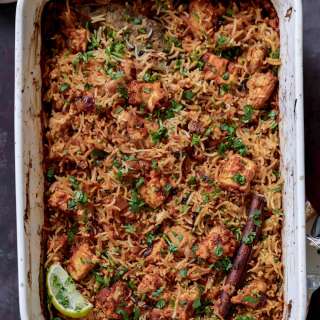 Lucknowi Biryani (North Indian Spiced Tofu Rice Bake)