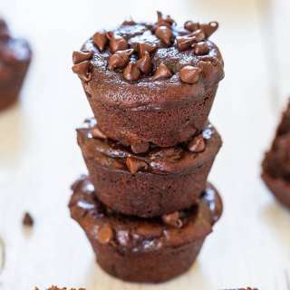 Flourless Double Chocolate Peanut Butter Mini Blender Muffins