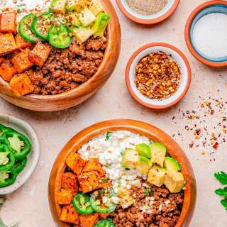 Sweet Potato Beef Bowl with Cottage Cheese