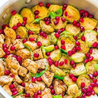 Jeweled Honey Balsamic Chicken and Brussels Sprouts