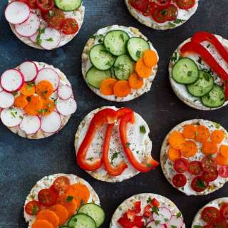 Ranch and Vegetable Topped Rice Cakes