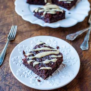 Banana Bread Brownies with Vanilla Caramel Glaze