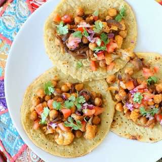 Chickpea Cauliflower Tacos with Lentil Tortillas