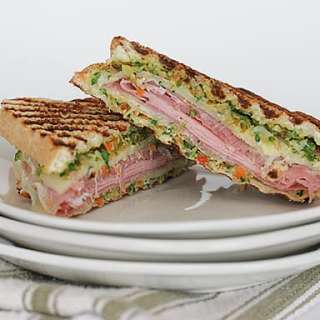 Muffuletta-Style Grilled Ham-and-Cheese Sandwiches