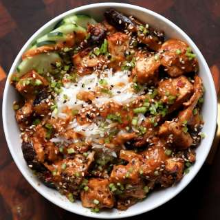 Baked Eggplant and Tofu in Peanut Sauce