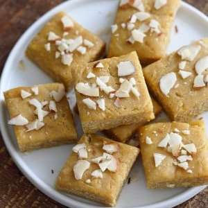 Besan Burfi with Condensed Milk (Dairy-free) - Chickpea flour fudge