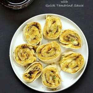 Samosa Pinwheels - Spiced Potato Pinwheels with Easy Tamarind Chutney