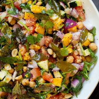 Chickpea Mango Zucchini Koshimbir Salad with Curry Leaves