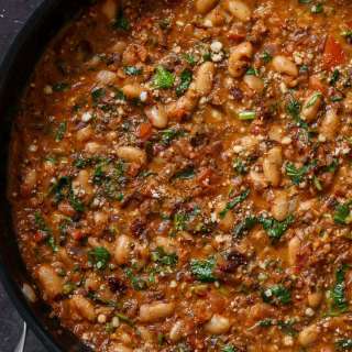 White Bean Sausage Pasta Sauce Skillet