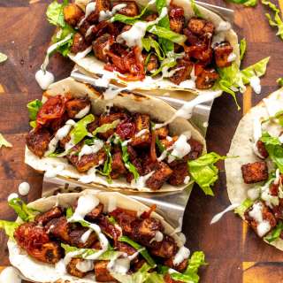 Blackened Tofu Tacos with BBQ Onions