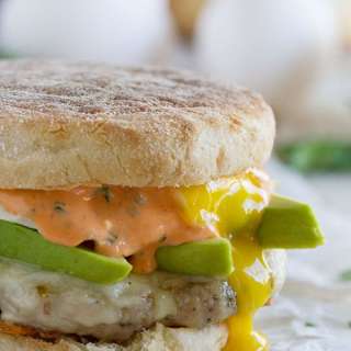 Sausage and Egg Breakfast Sandwich Recipe with Sriracha Cilantro Mayonnaise