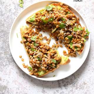 Ginger Coriander Sprouted Lentils Avocado Toast