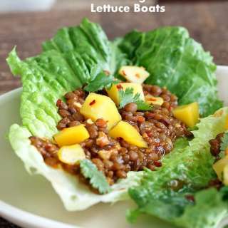 Sweet and Sour Lentils and Mango Lettuce Wraps