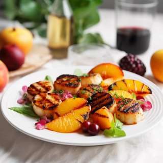 Grilled Scallops and Nectarines with Jersey Corn and Tomato Salad