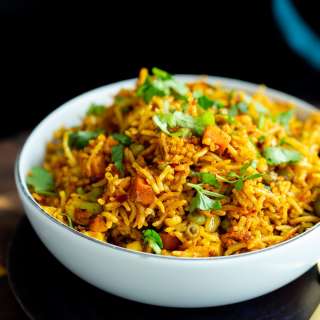 Baked Tawa pulao - Indian Spiced Rice Casserole 1 Pan 1 Step