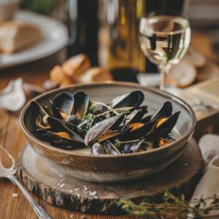 Mussels Steamed in White Wine