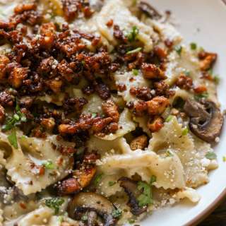 Chili Miso Pasta with Spicy Tofu Crumbles