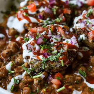 Tikki Chole (Spiced Potato Patties with Chickpea curry)