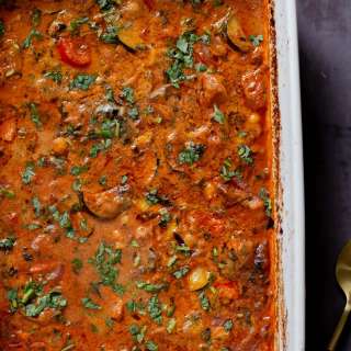 Spicy Baked Zucchini Chickpea Curry