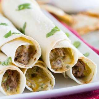 Mexican Shredded Beef Baked Taquitos