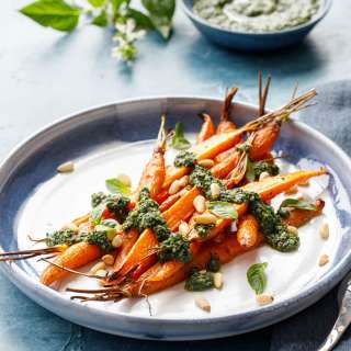 Roasted Carrots with Basil and Carrot Top Pesto