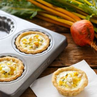 Bite-Sized Golden Beet and Goat Cheese Quiches