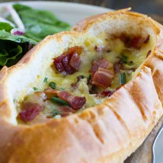 Baked Egg, Bacon and Cheese Boats