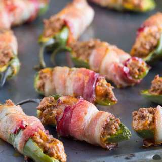 Bacon Wrapped Jalapeno Poppers with Taco Filling