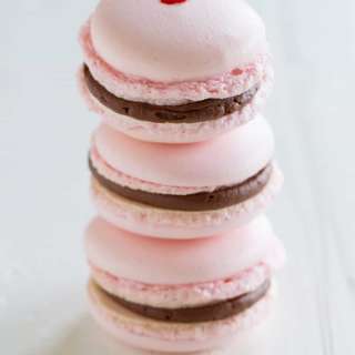 Chocolate Cherry French Macarons