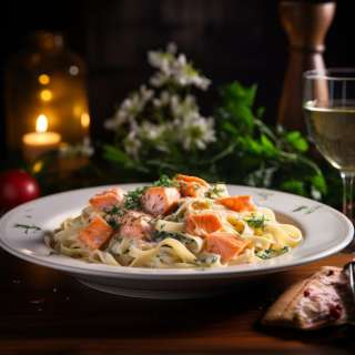 Fettuccine Alfredo with Salmon