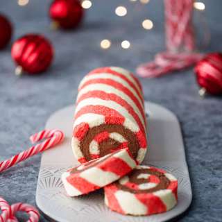 Peppermint Cake Roll with Chocolate Peppermint Whipped Cream