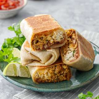 Crispy Chicken, Rice, & Bean Burritos
