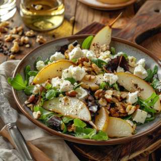 Roasted Pear Walnut Goat Cheese Salad Recipe