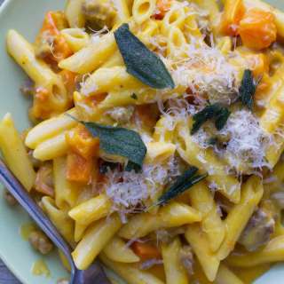 Penne with Butternut Squash and Sausage