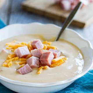 Cauliflower Soup with Ham and Cheese