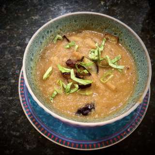 Burnt Eggplant and Moghrabieh Soup