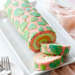 Monstera Cake Roll with Pandan Whipped Cream & Kaya