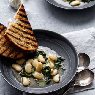 Brothy Beans & Greens with Grilled Bread