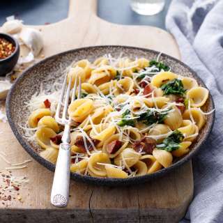 Orecchiette with Bacon and Wilted Frisée