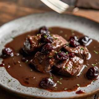 Brown Sauce Made With Port Wine and Sundried Cherries