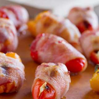 Bacon Wrapped Sausage Stuffed Peppers